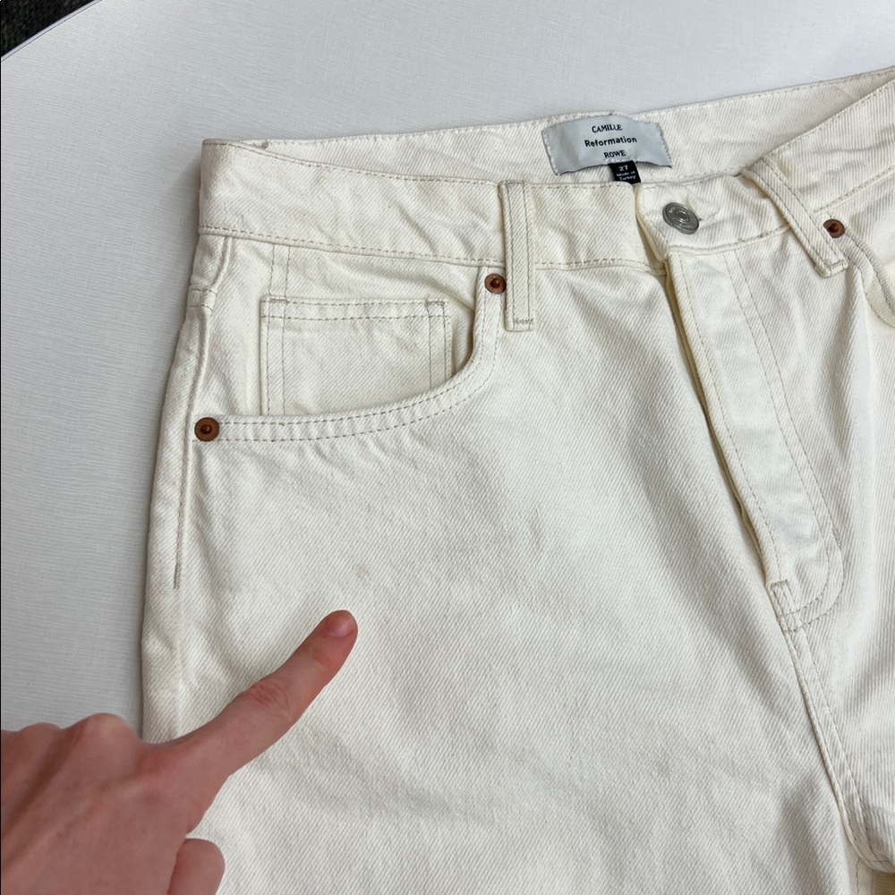 Reformation x Camille Rowe mid rise relaxed straight leg jeans fior di latte 27 - Picture 4 of 15